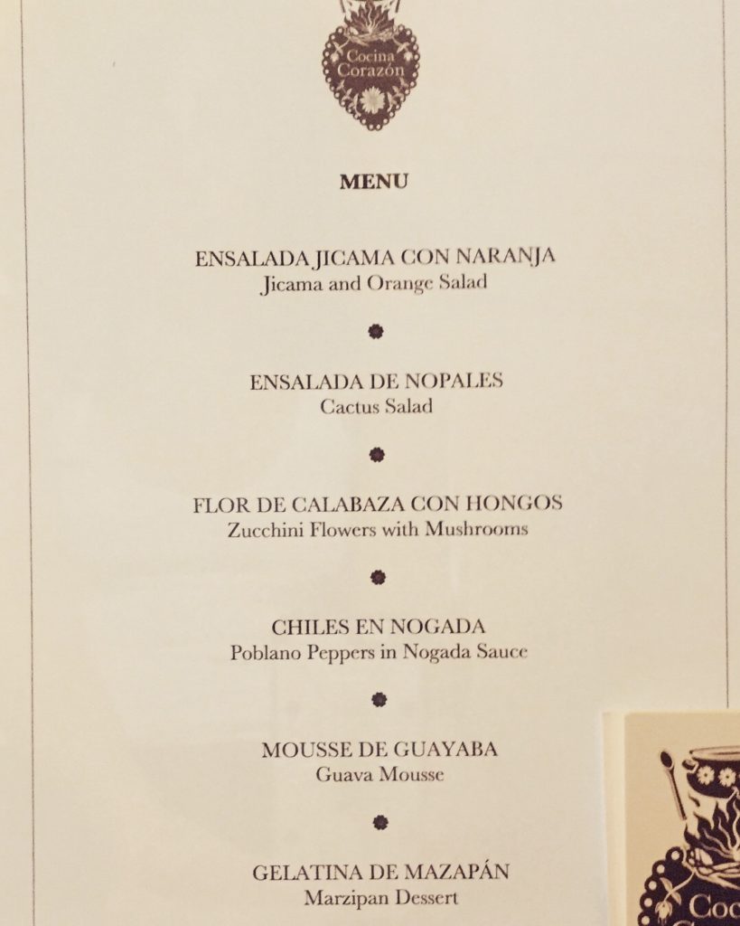 Cocina Corazón - Menu sample