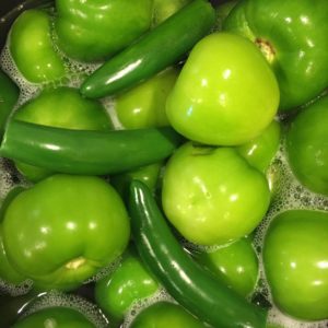 Tomatillos and serrano peppers