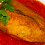Chile relleno in tomato sauce